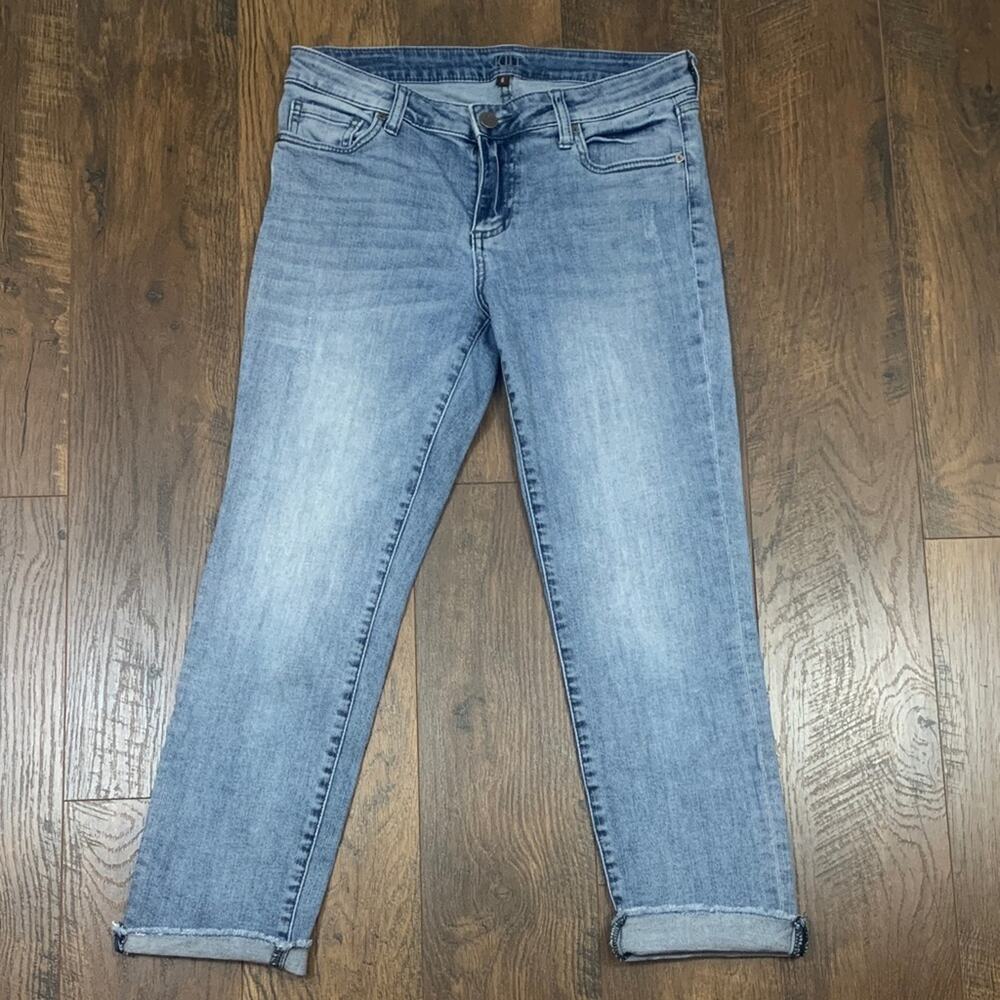 Kut from the Kloth Cropped Ankle Frayed Medium Wash Jeans